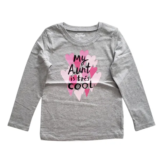 Remera Manga Larga Oshkosh Niña Gris Corazón 5 Años 