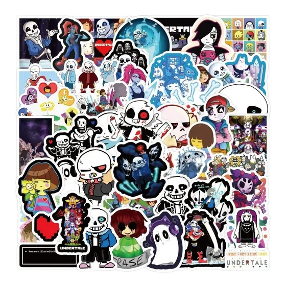 Undertale 50 Calcomanias Sticker Contra Agua Sans Videojuego