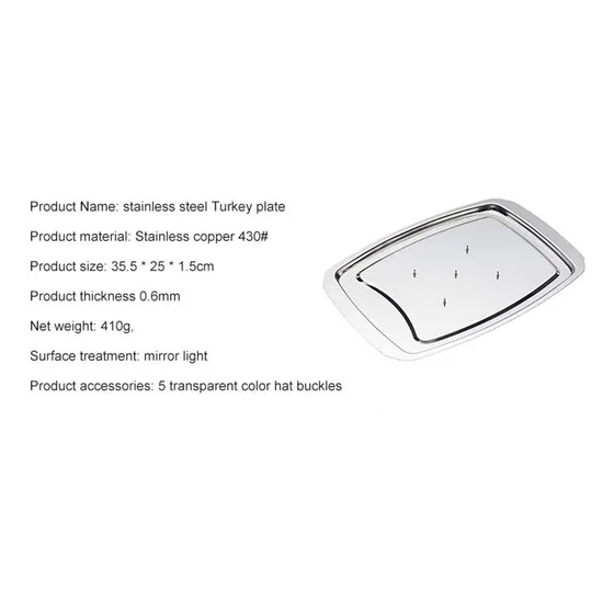Kgezw Stainless Steel Turkey Dish Roast Chicken Plate