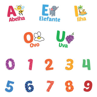Adesivo Vogais Números Educacional Infantil Parede Colorido Adesivo Vogais Números Educacional Infantil Parede Colorido