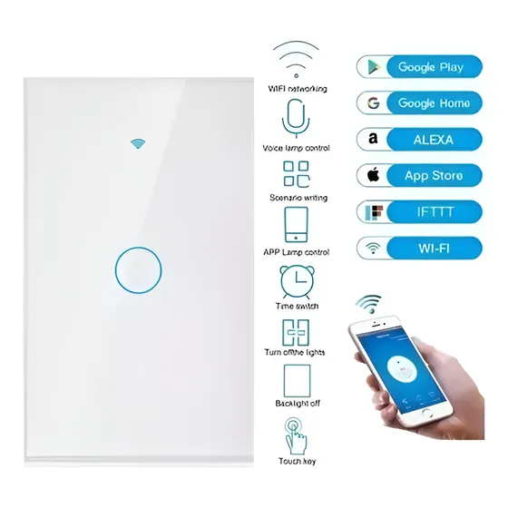 Interruptor De Pared Wifi Inteligente 1 Apagador Sin Neutro