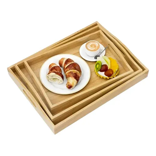 Set De 3 Bandejas De Bambú Vonne