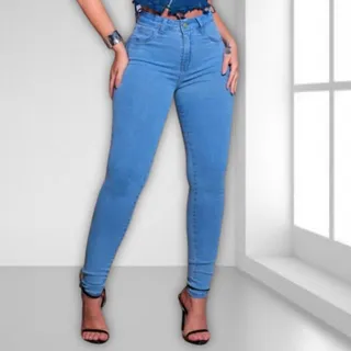 Calça Jeans Feminina Super Lycra Skinny Cintura Alta Premium Calça Jeans Feminina Super Lycra Skinny Cintura Alta Premium