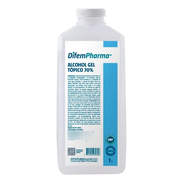 Alcohol Gel Tópico 70% 1 Litro Difempharma