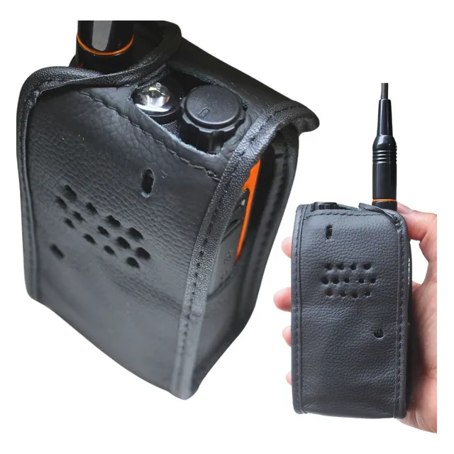Capa Couro Fechada Proteção Rádio Ht Baofeng Uv16 Plus Uv-16