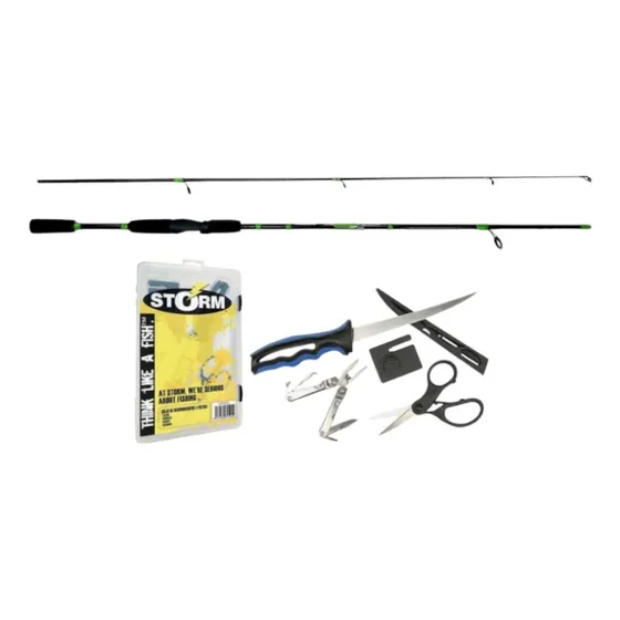Combo Rapala Level 2500 Caña De Pescar + Kit Filetero Storm