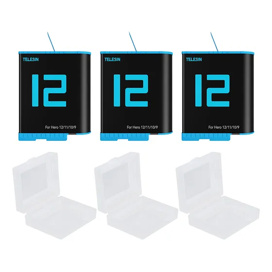 3x Bateria Compatível Gopro Hero 9 10 11 12 1750mah Telesin