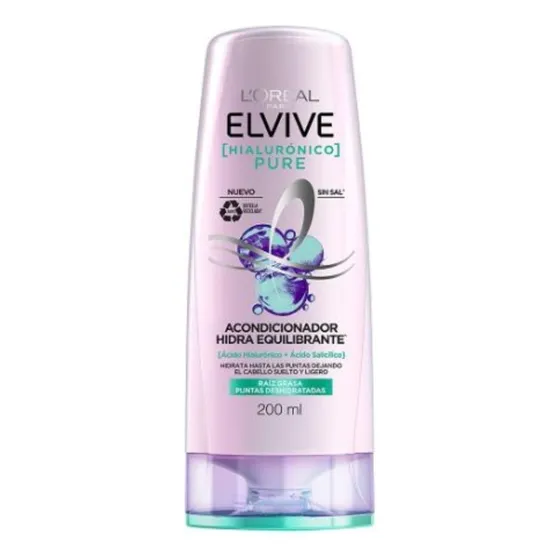 Acondicionador Elvive Hialurónico Pure Acondicionador Botella