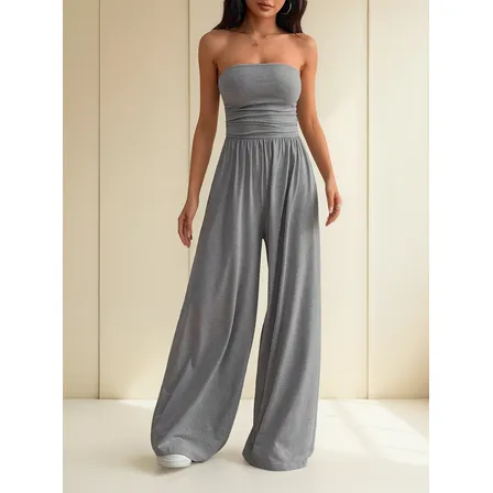 Macacão Feminino Longo Social Elegante Sem Manga Drapeado