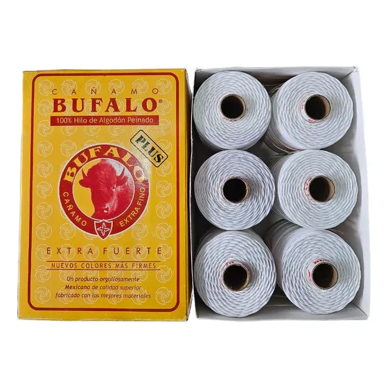 Hilo Cañamo #00 Bufalo Blanco 100% Algodón Caja 6 Piezas