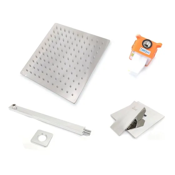 Kit De Ducha De Acero Inoxidable Cromado Cuadrado