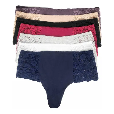 Pack 6 Sexy Calzon Colaless Tanga Encaje Alto