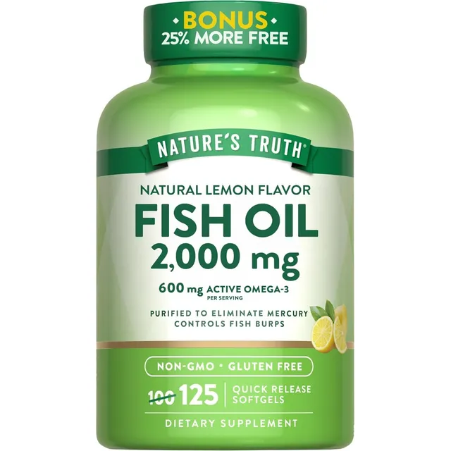 Aceite De Pescado 2000 Mg Nature's Truth 125 Cápsulas Limón