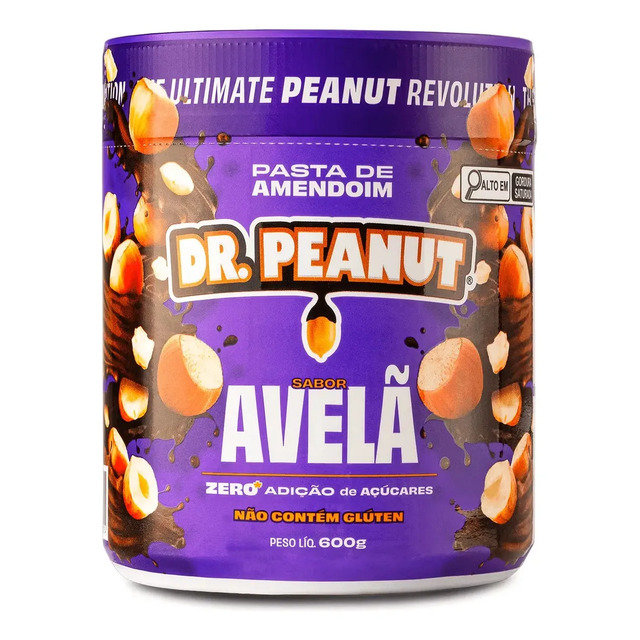 Pasta De Amendoim Proteica Dr. Peanut Avelã 600g Sem Açúcar Glúten