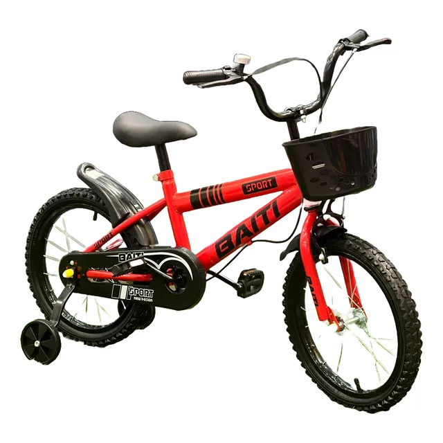Bicicleta Roja Rin 16  Para Niños Con Rueditas De Aprendiz
