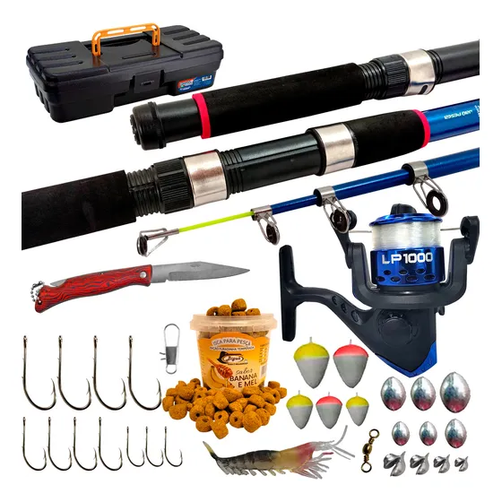 Vara De Pesca 20lbs Completa Com Molinete E Linha Jau Pesca