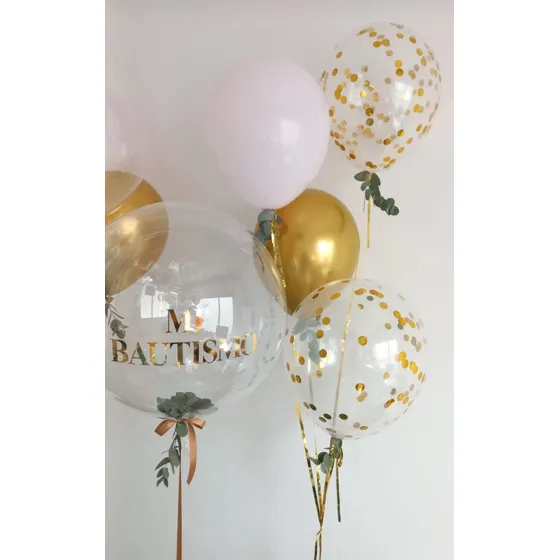 Pack De 5 Globos Bautismo O Comunion Inflado Con Helio