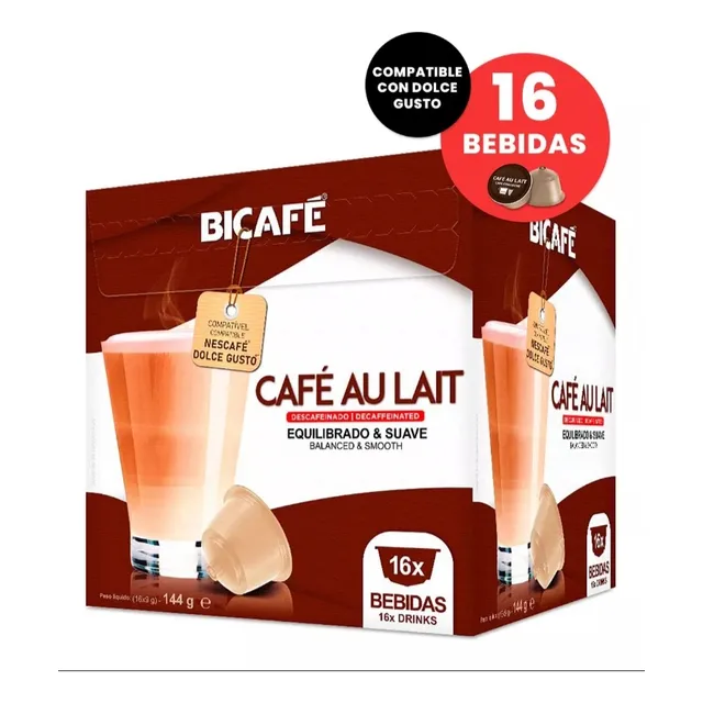 16 Cápsulas Bicafe Café Con Leche Descafeinado Sin Tacc