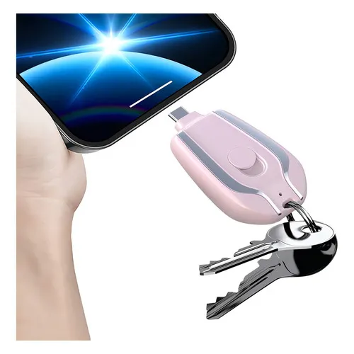 Llavero Cargador de Emergencia portatil 1600mah Color Rosa