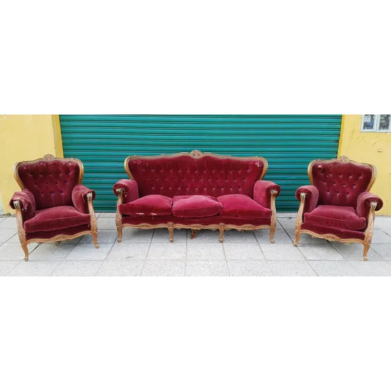 Juego De Sillones Estilo Francés Luis Xv Capitoné - Living