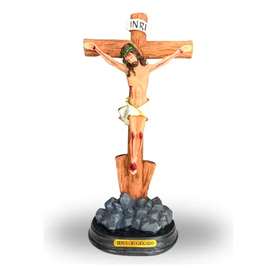 Jesus Crucificado 20,5x8,5cm Imagem Escultura Em Resina 