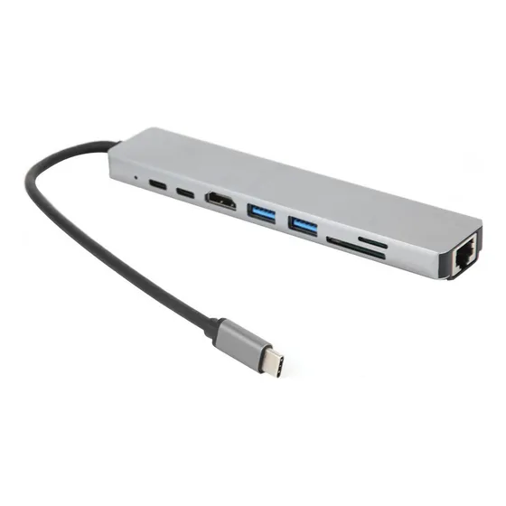 Adaptador Dock 8in1 Type-c Para Hdmi Hub Rj45 Card