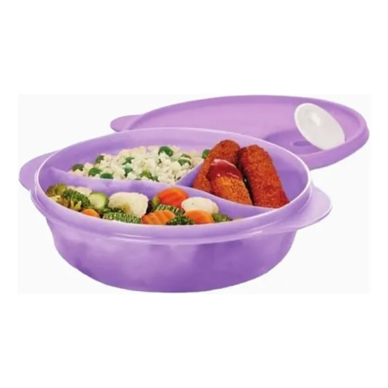  Plato Cristal Flash 900ml Tupperware Con Divisiones  Azul