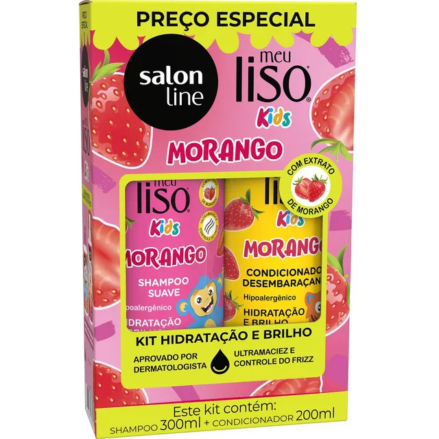 Kit Shampoo + Condicionador Morango Meu Liso Salon Line Kids