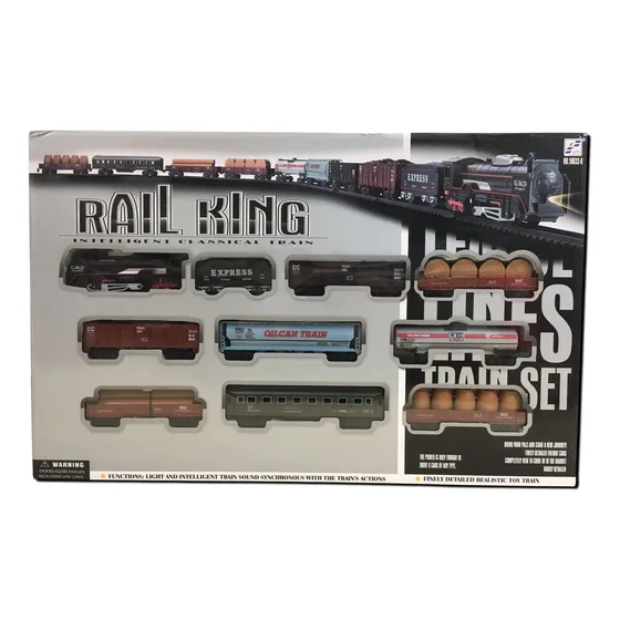 Tren 9 Vagones Luces Y Sonidos A Pila 122 X 68 Cm Rail King