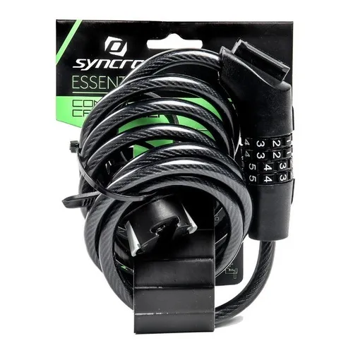 Candado Linga De Seguridad Syncros Con Combinación Bicicleta Color Negro
