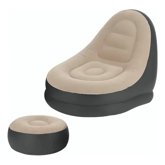 Sofá Puffs Portátil Inflable Con Posa Pie