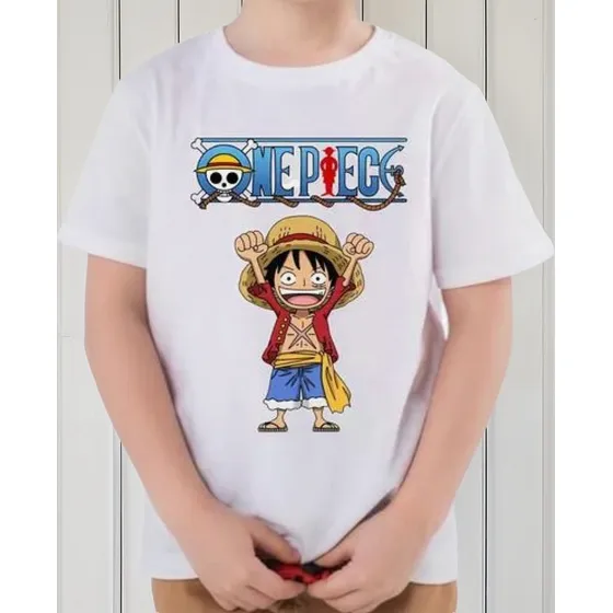 Camiseta Infantil Anime One Piece Luffy Geek Desenho