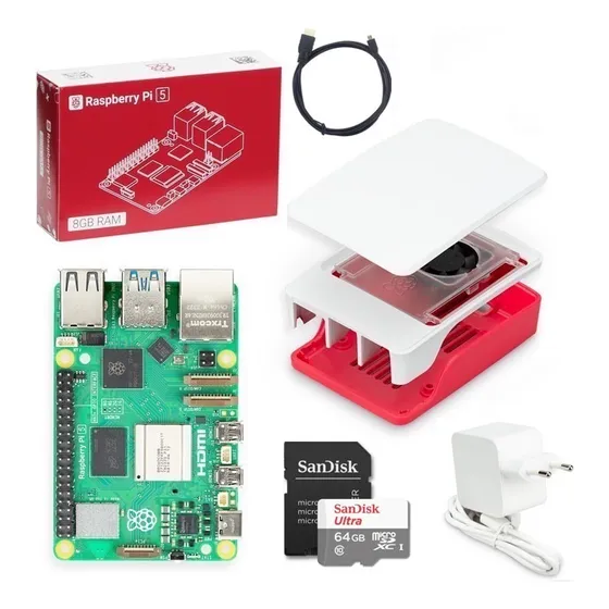 Kit Raspberry Pi 5 Pi5 B 8gb Fonte Case Sd64gb + Nota Fiscal