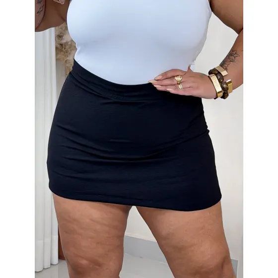 Short Saia Plus Size Feminino Confortável Saia Atrás Gg - G3