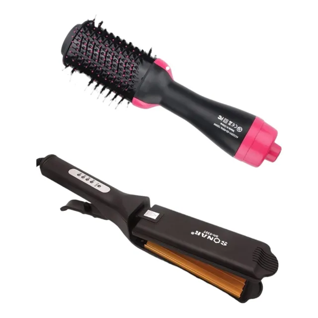 Cepillo Secador + Plancha Alisador Sonar Kit 2 En 1