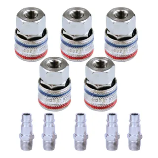 Engate RĂĄpido De Ar 1/4 FĂȘmea E Pino Macho Kit 10 Peças Engate RĂĄpido De Ar 1/4 FĂȘmea E Pino Macho Kit 10 Peças