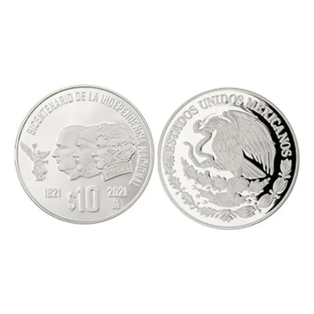 Moneda 1 Oz Plata $10 Bicentenario De La Independencia 2021