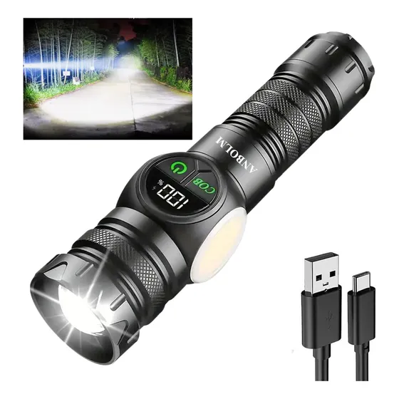 Anbolm ANSTAR06 Lámpara Táctica Led 120000 Lúmenes Led Linterna Ultra Potente Con 9 Modos De Iluminación