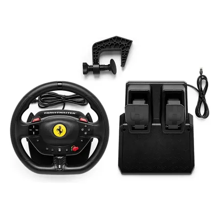 Conjunto de volante e pedais Thrustmaster T98 Ferrari 296 GTB (compatível com PS5, PS4 e PC)