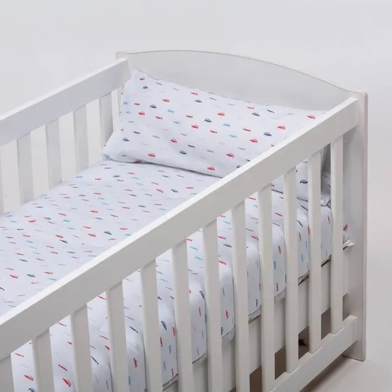 Plumón Estampado Para Cuna Reversible Autitos 90x120cm