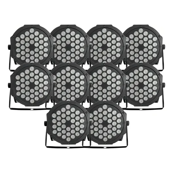 Kit 10 Canhao Refletor Par 64 36 Leds Rgbw Slim Dmx Digital 127/220v