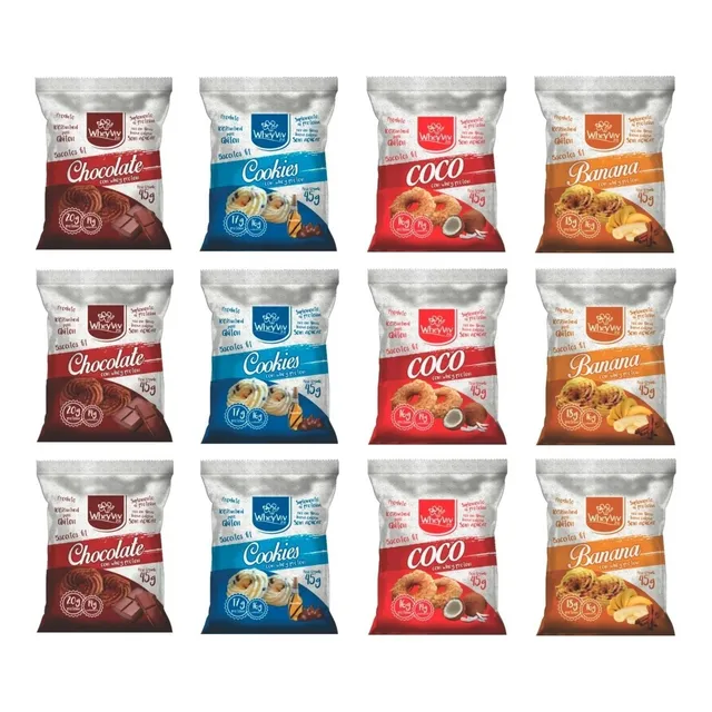 Kit 12 Biscoitos Sortidos Fit Com Whey Protein Wheyviv 45g