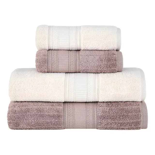 Jogo De Toalhas Buddemeyer Atena Fio Penteado Banho Kaki/bege 4 Peças