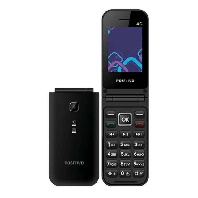 Celular Positivo Flip P51 Dual Chip 4g Preto Com Botão Sos