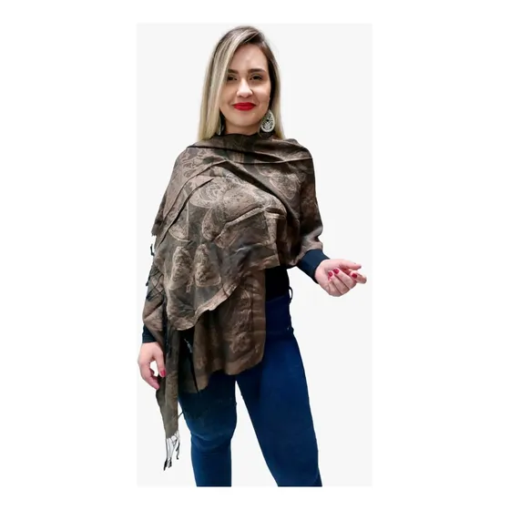 Lenço Pashmina Cachecol Xale Echarpe Luxo Estampado - Cd.007