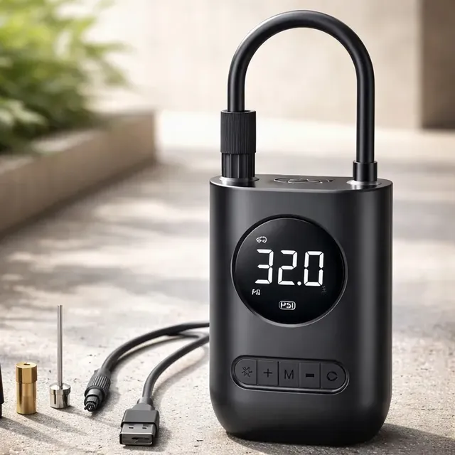Mini Compressor De Ar Portátil Carro Moto Bicicleta Preto Monofásica