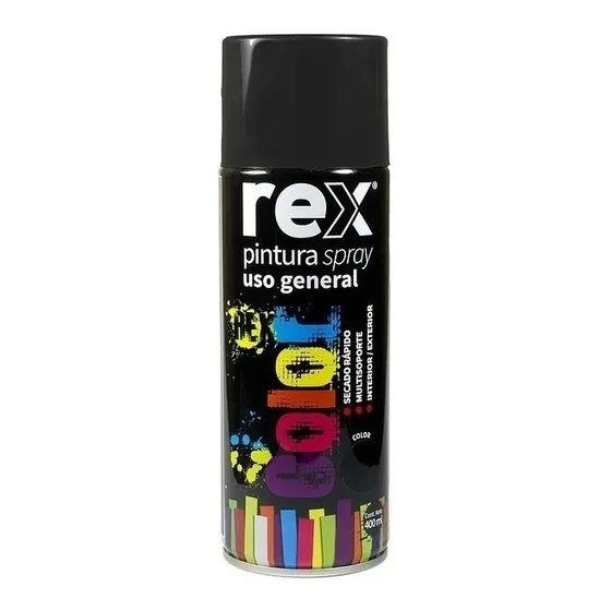 Pintura En Spray Aerosol Negro Brillante 400ml Rex60014 *ub*