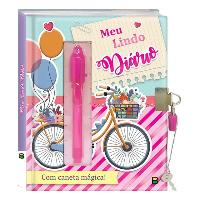 Meu Lindo Diario Mágico Com Cadeado E Caneta Mágica Com Luz
