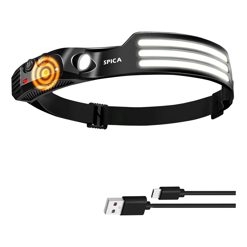 Linterna Vincha Ajustable Minero Touch Bateria Recargable Linterna Negro Luz Blanco