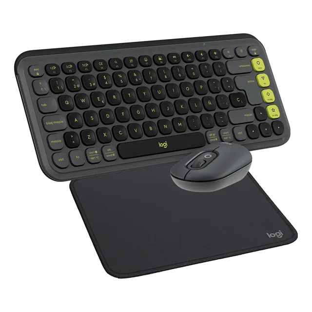 Kit De Teclado Y Mouse Pop Icon + Mousepad Logitech Negro